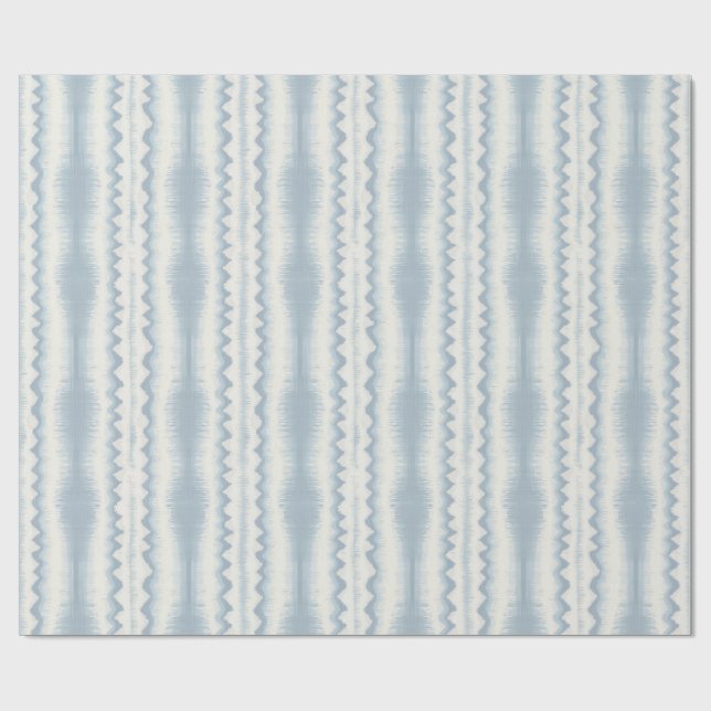 Pälest blå ikat-rand på kräm, vävning presentpapper (Platt)