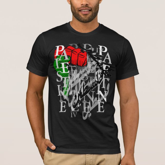 Palestina .3 svart tee (Framsida)
