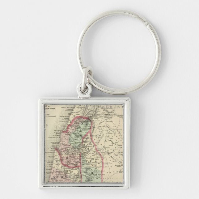 Palestina 4 fyrkantig silverfärgad nyckelring (Framsidan)