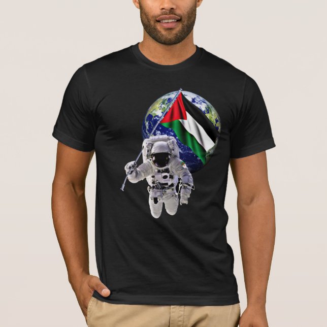 Palestina är fritt, Palestina är Flagga i rymden T Shirt (Framsida)