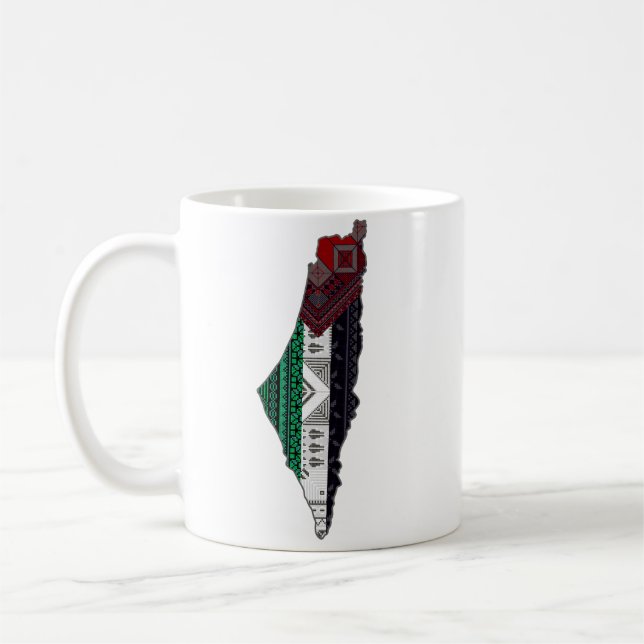 Palestina Embroidery tatreez Mönster flagga karta  Kaffemugg (Vänster)