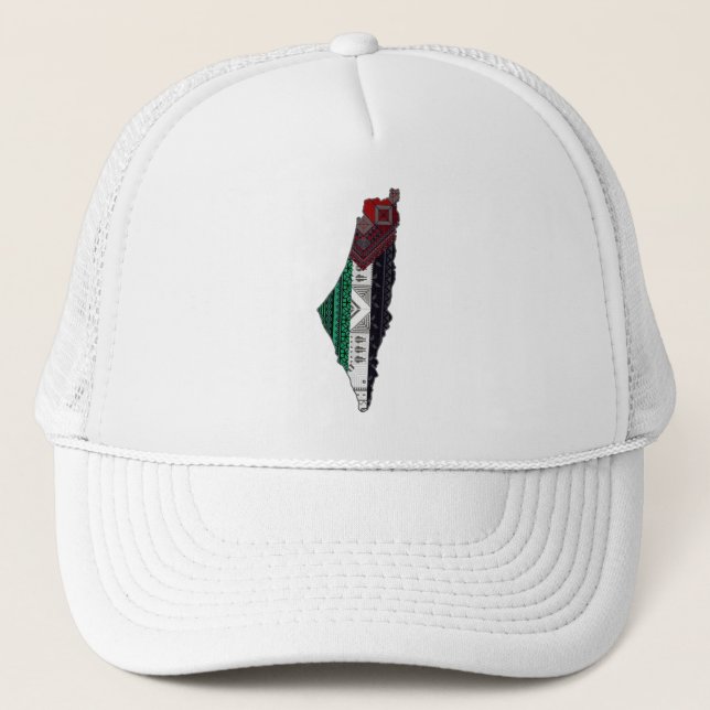 Palestina Embroidery tatreez Mönster flagga karta  Keps (Framsida)