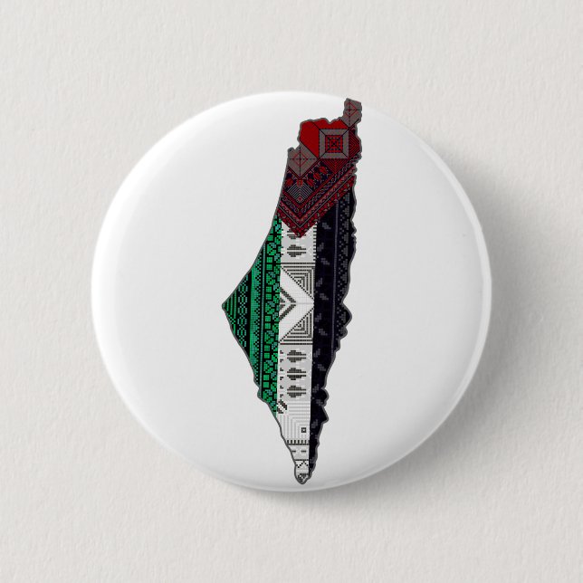 Palestina Embroidery tatreez Mönster flagga karta  Knapp (Framsida)