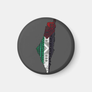Palestina Embroidery tatreez Mönster flagga karta  Magnet