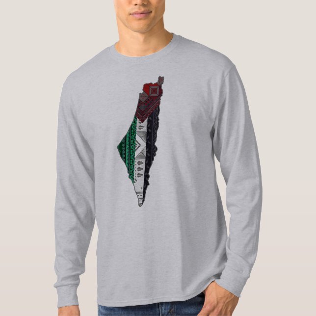 Palestina Embroidery tatreez Mönster flagga karta  T Shirt (Framsida)