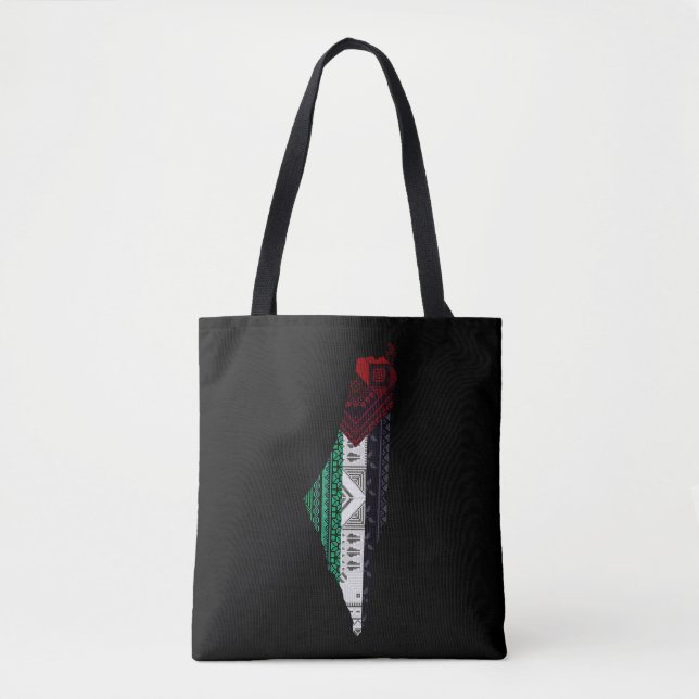 Palestina Embroidery tatreez Mönster flagga karta  Tygkasse (Framsida)
