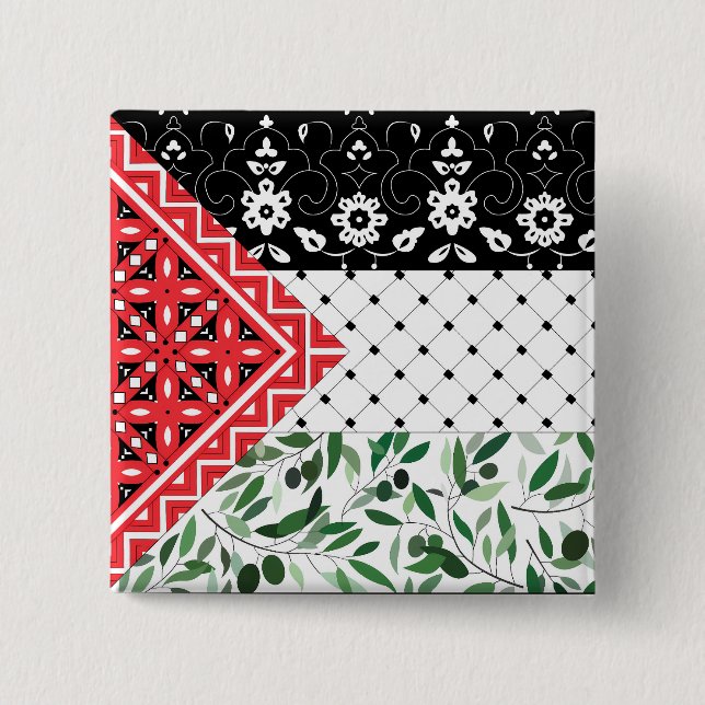 Palestina Flagga Falastini Artwork Kuffiyeh Olife Knapp (Framsida)