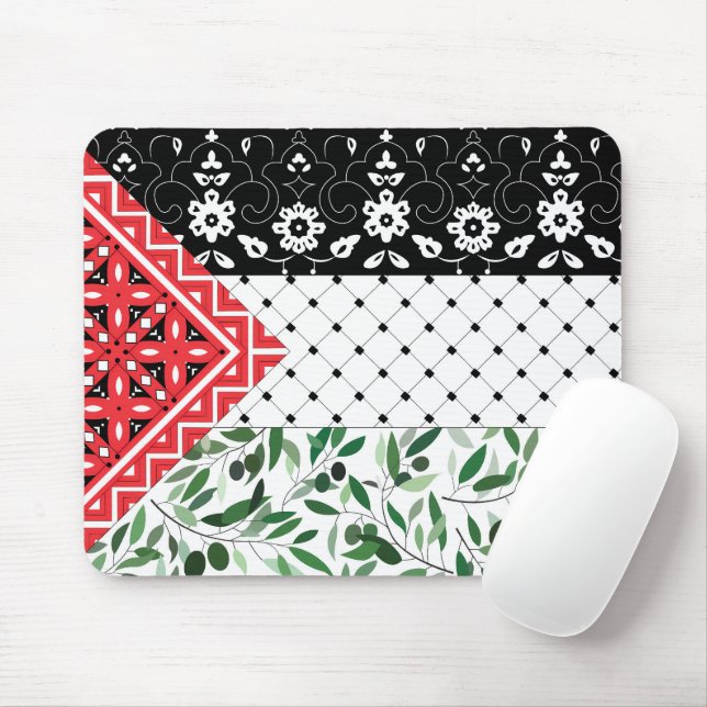 Palestina Flagga Falastini Artwork Kuffiyeh Olife Musmatta (Med mus)