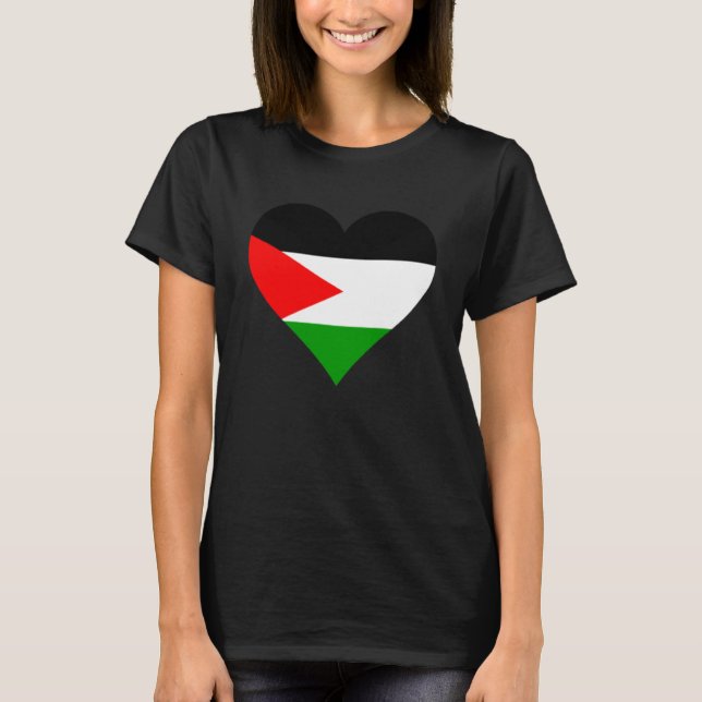 Palestina, Flagga Heart Palestina-gåvor Kärlek Pal T Shirt (Framsida)