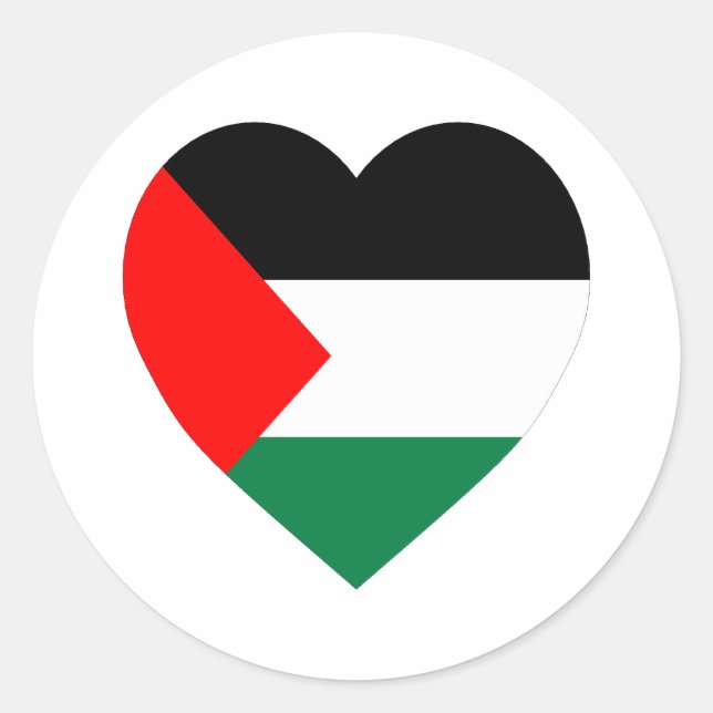 Palestina Flagga Heart Runt Klistermärke (Framsida)