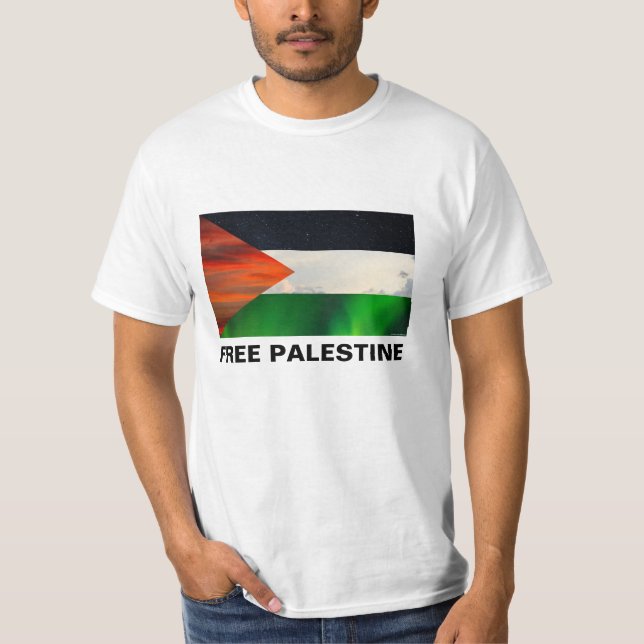 Palestina Flagga Himlar synpunkter | Gratis Palest T Shirt (Framsida)