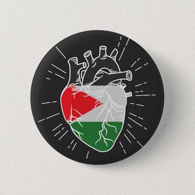 Palestina Flagga Human Heart Knapp (Framsida)