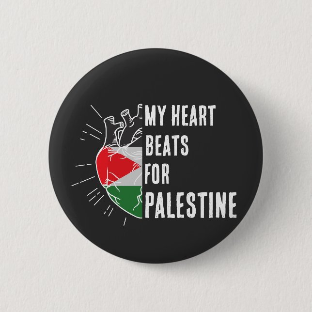 Palestina Flagga Human Heart Knapp (Framsida)