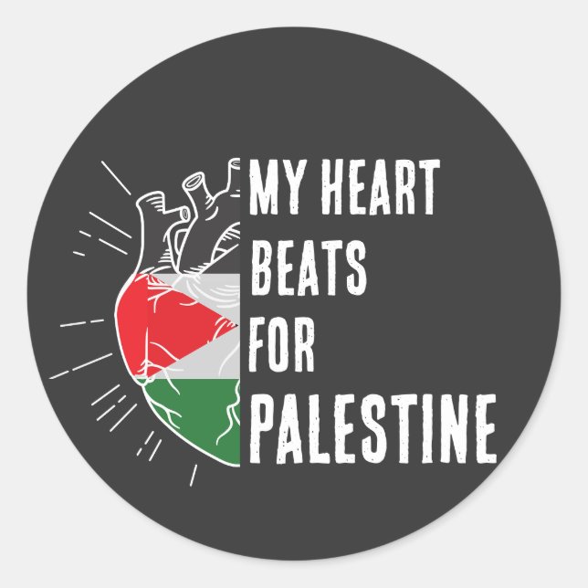 Palestina Flagga Human Heart Runt Klistermärke (Framsida)