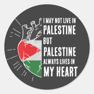 Palestina Flagga Human Heart Runt Klistermärke
