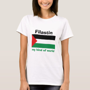 Palestina Flagga + Karta + Text T-Shirt