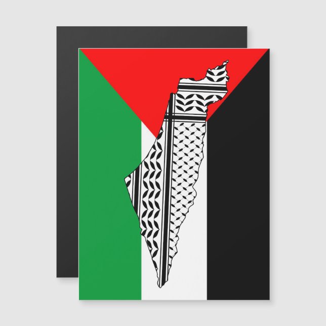 Palestina Flagga och Karta med Keffiyeg Mönster (Fram/baksida)