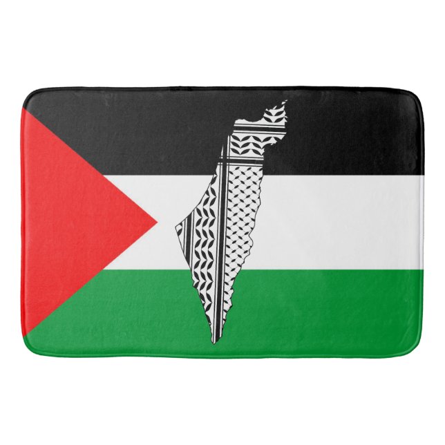 Palestina Flagga och Karta med Keffiyeg Mönster Badrumsmatta (Framsidan)