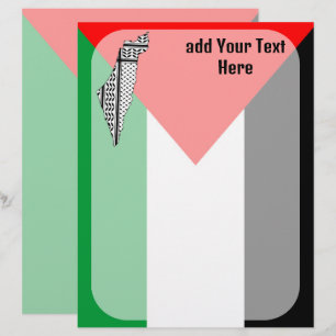 Palestina Flagga och Karta med Keffiyeg Mönster Brevhuvud
