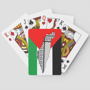 Palestina Flagga och Karta med Keffiyeg Mönster Casinokort