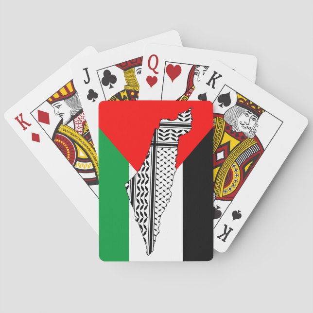 Palestina Flagga och Karta med Keffiyeg Mönster Casinokort (Baksidan)