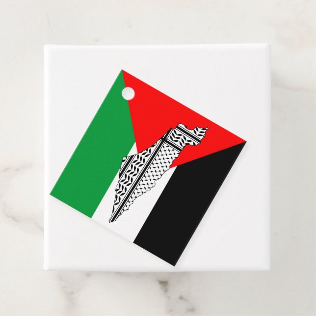 Palestina Flagga och Karta med Keffiyeg Mönster Gåvor Etiketter (På plats)