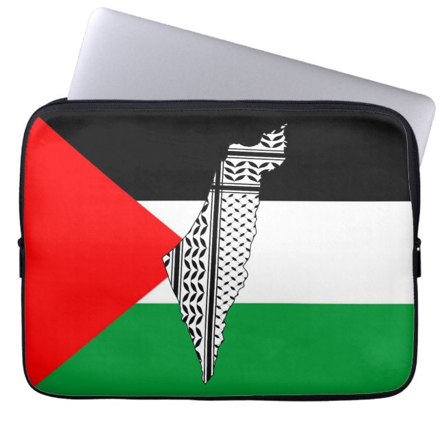 Palestina Flagga och Karta med Keffiyeg-mönster Laptop Fodral (Framsidan)