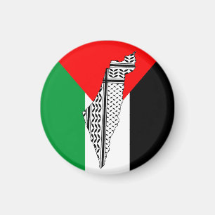 Palestina Flagga och Karta med Keffiyeg Mönster Magnet