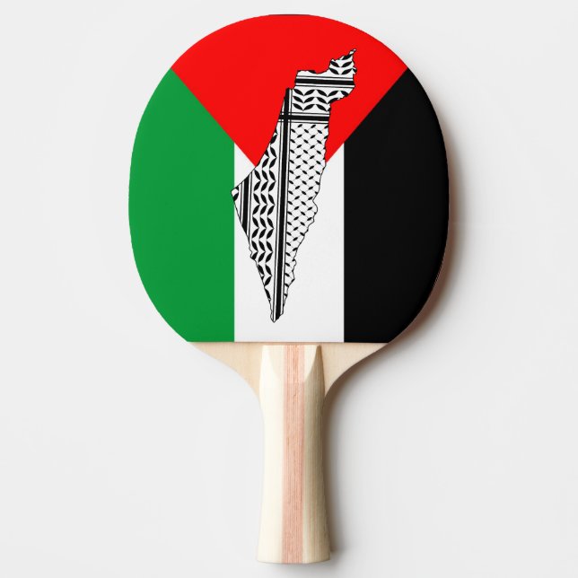 Palestina Flagga och Karta med Keffiyeg Mönster Pingisracket (Framsidan)