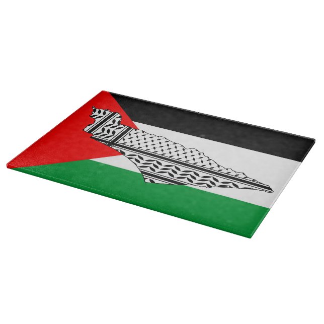 Palestina Flagga och Karta med Keffiyeh Mönster (Hörn)