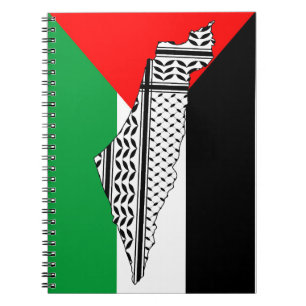 Palestina Flagga och Karta med Keffiyeh Mönster Anteckningsbok