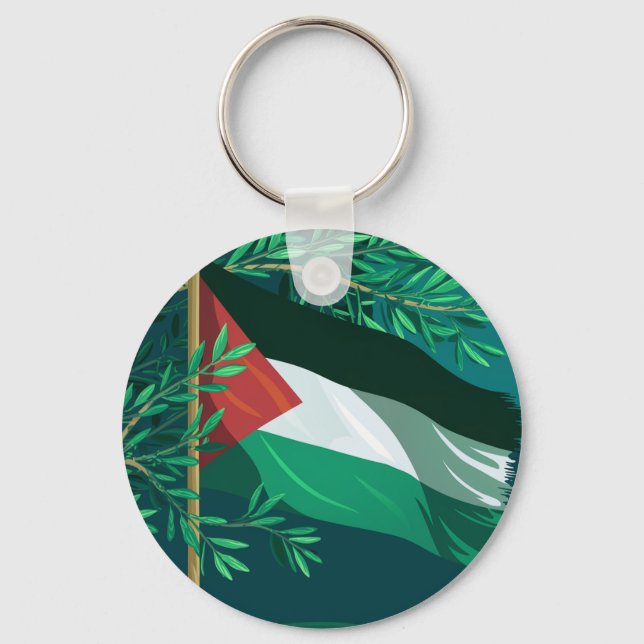 Palestina flagga och träd nyckelring (Framsida)