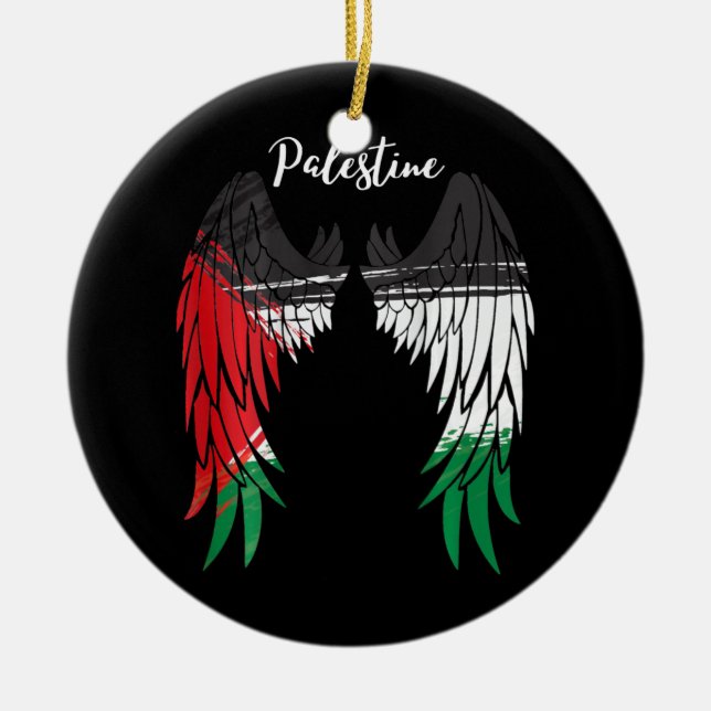 Palestina Flagga Pappa på den palestinska baksidan Julgransprydnad Keramik (Framsidan)