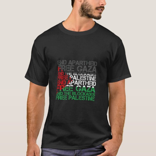 Palestina Flagga WordMolds slut Apartheid Free Pal T Shirt (Framsida)