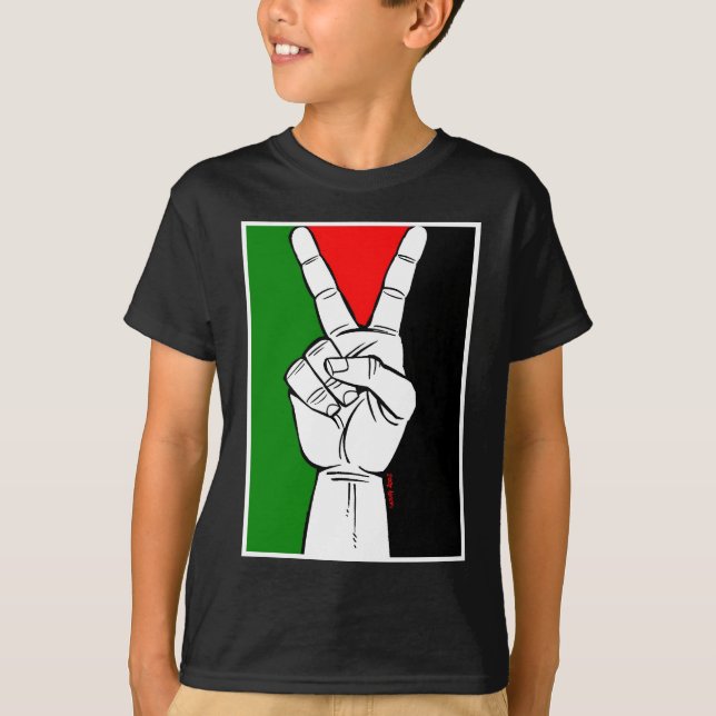 PALESTINA FLAGGAFREDSTECKEN T SHIRT (Framsida)