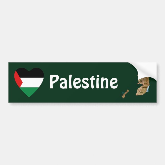 Palestina flaggahjärta + Kartabildekal Bildekal (Framsidan)