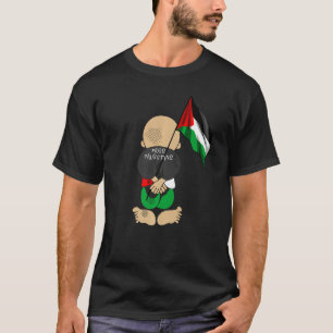 Palestina Handala som håller palestinsk Flagga fri T Shirt