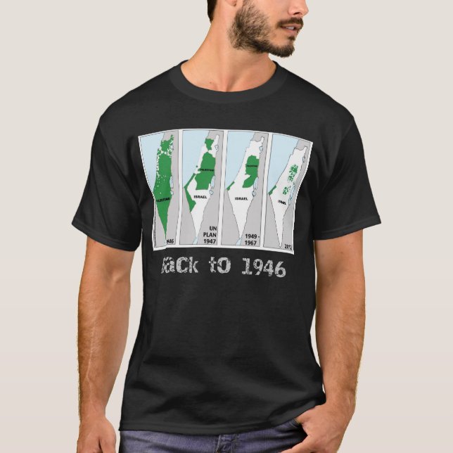 Palestina karta, 1946, Palestina flagga T Shirt (Framsida)