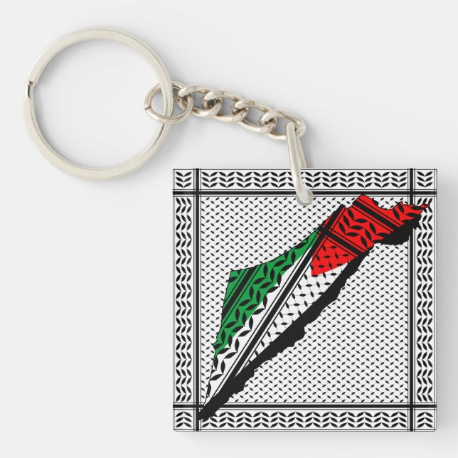 Palestina Karta, Flagga och Keffiyeg Mönster (Framsidan)