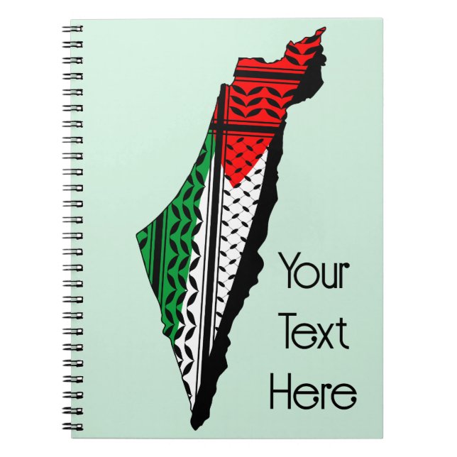 Palestina Karta, Flagga och Keffiyeg Mönster Anteckningsbok (Framsidan)