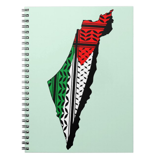 Palestina Karta, Flagga och Keffiyeg Mönster Anteckningsbok (Framsidan)
