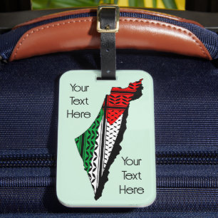 Palestina Karta, Flagga och Keffiyeg Mönster Bagagebricka