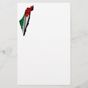Palestina Karta, Flagga och Keffiyeg Mönster Brevpapper