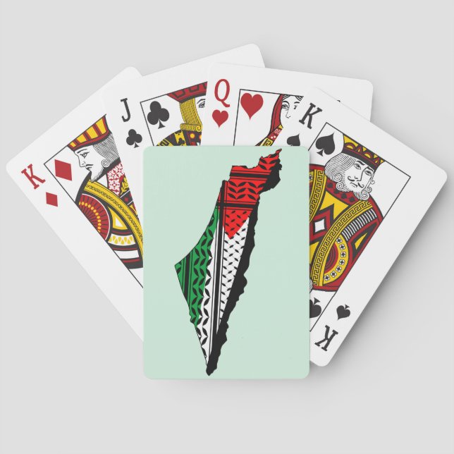 Palestina Karta, Flagga och Keffiyeg Mönster Casinokort (Baksidan)