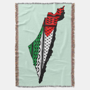 Palestina Karta, Flagga och Keffiyeg Mönster Filt