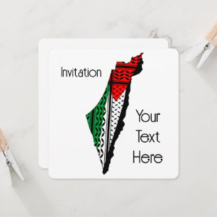 Palestina Karta, Flagga och Keffiyeg Mönster Inbjudningar