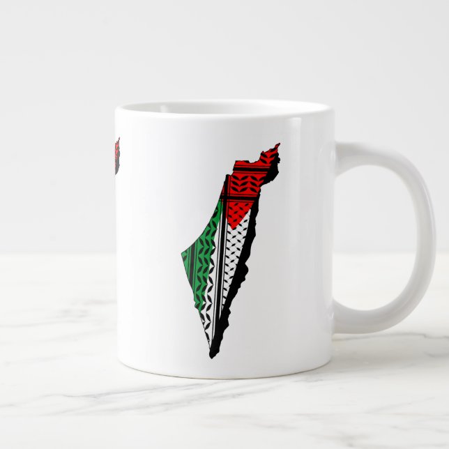Palestina Karta, Flagga och Keffiyeg Mönster Jumbo Mugg (Höger)