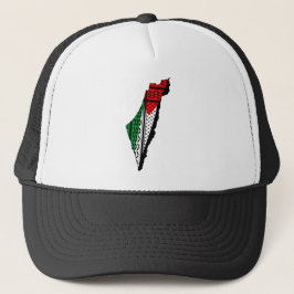 Palestina Karta, Flagga och Keffiyeg Mönster Keps