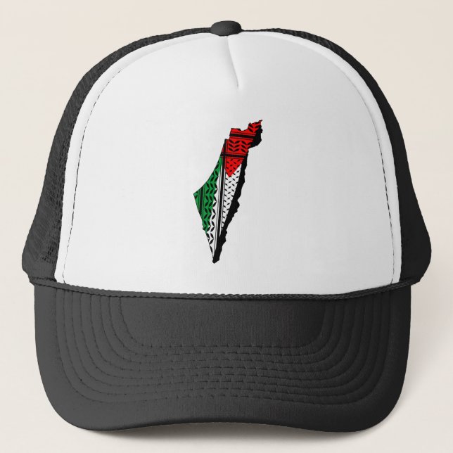 Palestina Karta, Flagga och Keffiyeg Mönster Keps (Framsida)