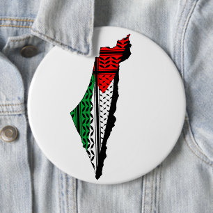 Palestina Karta, Flagga och Keffiyeg Mönster Knapp